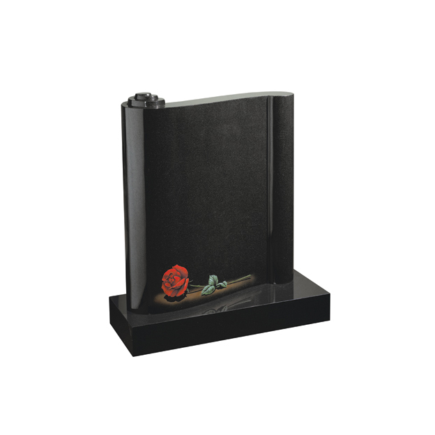 Lasting Bloom Scroll - Indian Black Granite - Contemporary